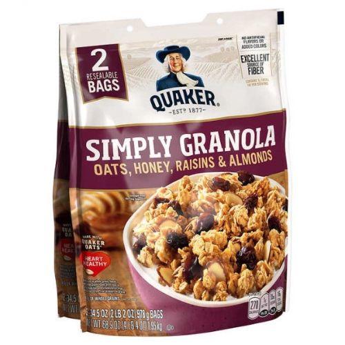 Ngũ cốc Granola Quaker gồm yến mạch, nho khô và mật ong