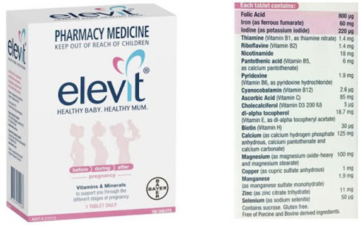 Viên uống Elevit chứa nhiều vitamin thiết yếu cho phụ nữ đang mang thai 